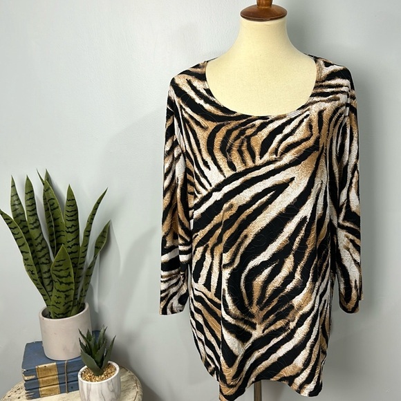 JM Collection animal print top size 3x - Picture 1 of 7